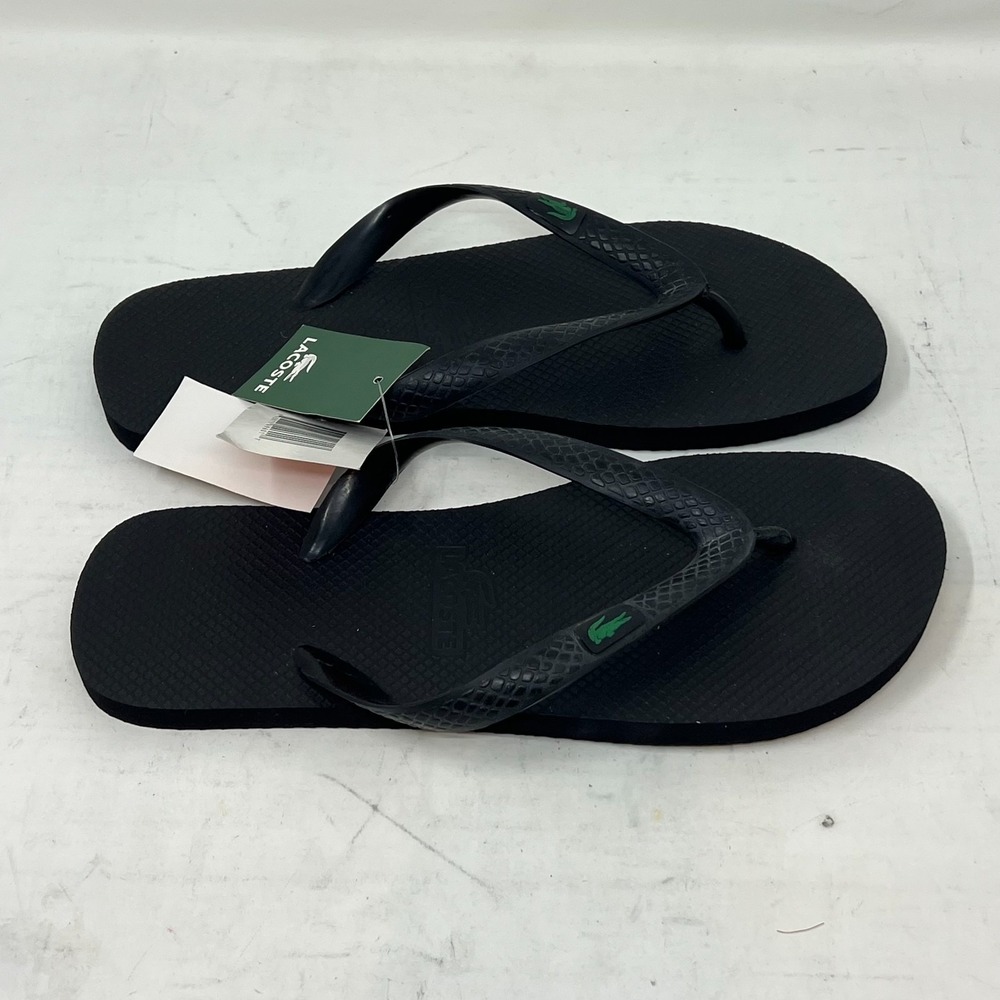 Lacoste Flip Flop Beach Sandals Black with Logo Men's US Size 8 VTG NWT - Picture 4 of 14